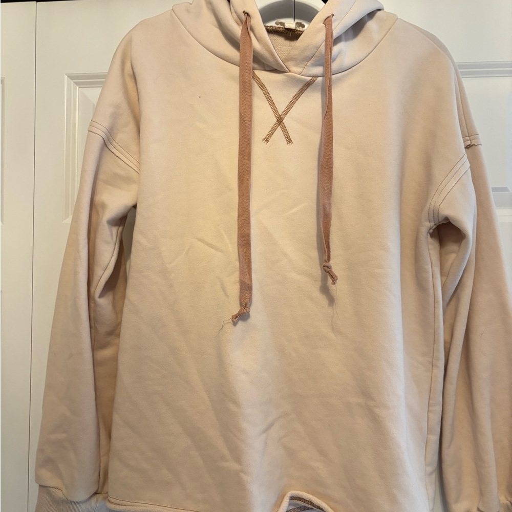 Hem & Thread Cream Hoodie Sweatshirt